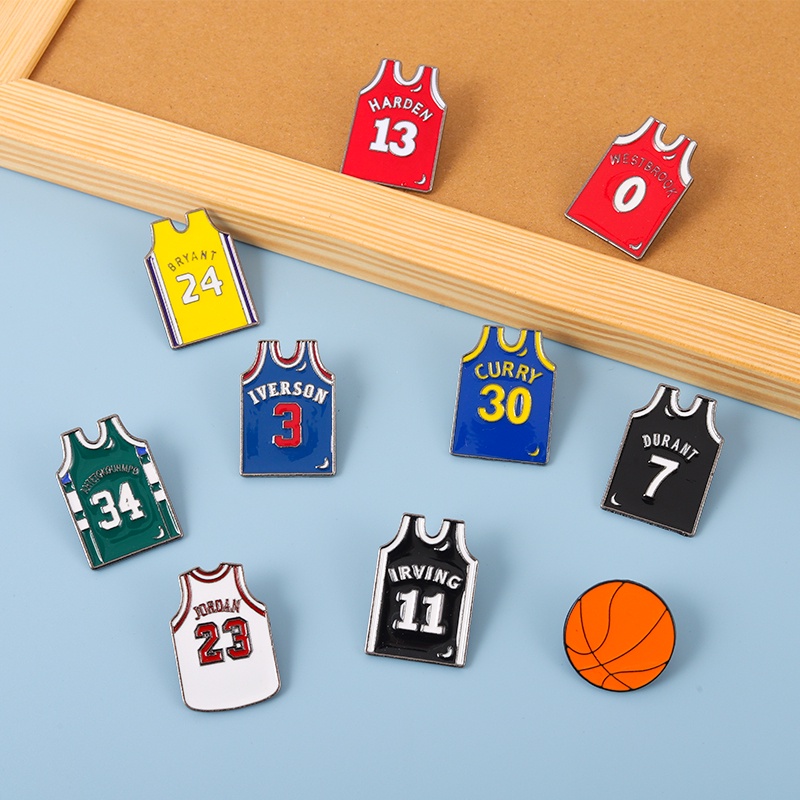 Basketball Enamel Brooches All-Star Jerseys Lapel Pins Backpack Badges Collectibles Gifts for Friends Wholesale