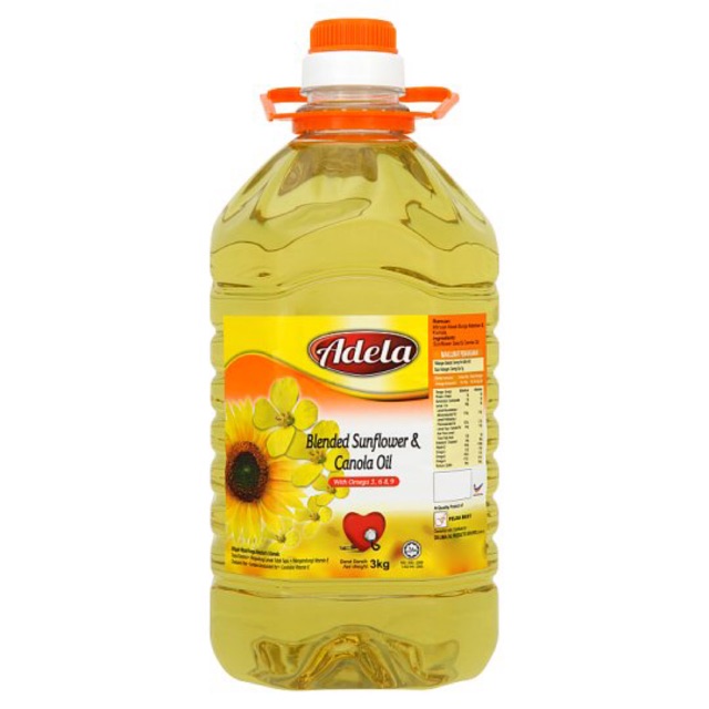 Adela Blended Sunflower & Canola Oil 3kg Shopee Malaysia
