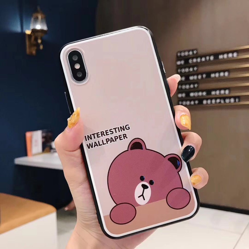 Line Town Cartoon Brown Bear And Cony Rabbit Reliefs Phone Case For Iphone 6 6s 7 8 Plus X Xr Xs Max Shopee Malaysia