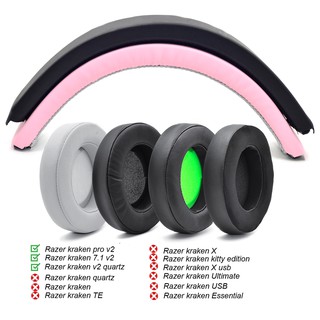 Replacement Ear Pads Cushion Headband Earpads For Razer Kraken Pro V2 Kraken 7 1 V2 Kraken V2 Quartz Edition Headphones Shopee Malaysia