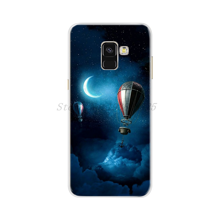 Surakey Cover Compatibile con Samsung Galaxy A8 Plus 2018 Custodia Silicone Trasparente Motivo Floreale Case con Crystal Clear TPU Bumper Ultra Slim Moda Anti-Scratch Cover,Fiore#20 