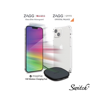 Image of [Exclusive Bundle] Gear4 CrystalPalace Clear Case, InvisibleShield Glass Elite VisionGuard, Mophie Wireless Charging Pad