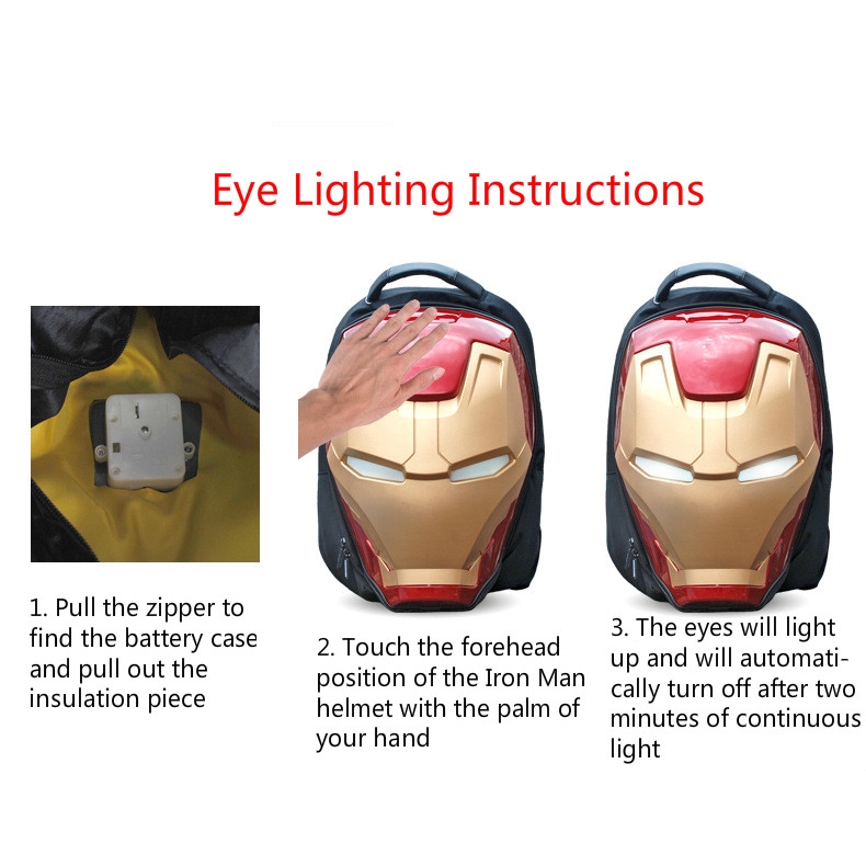 Manway Iron Man 3d Luminous Shoulder Pack Canvas Bag Shopee Malaysia - iron man helmet texture roblox