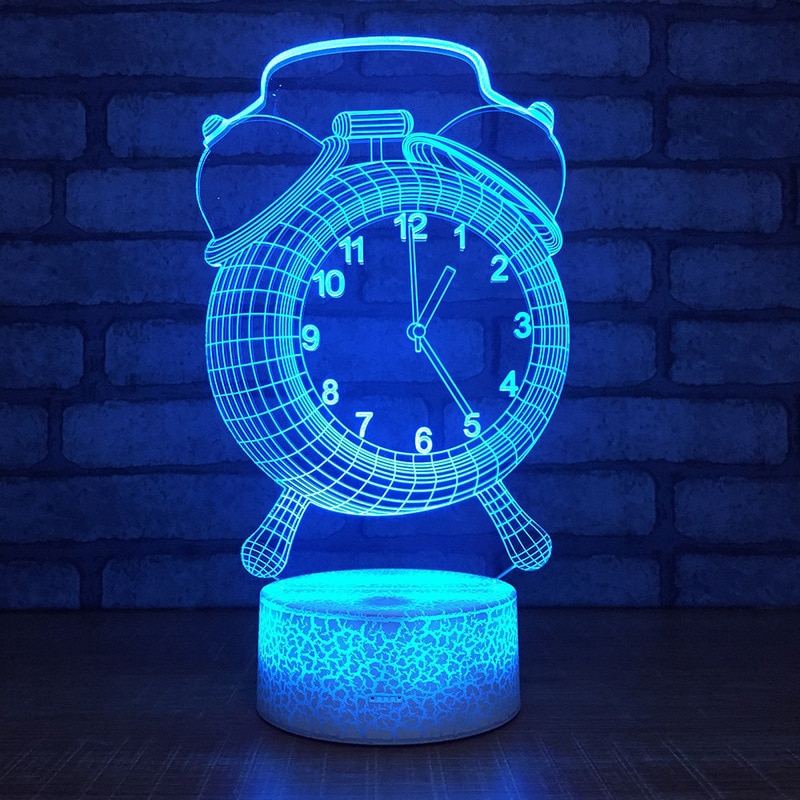 Alarm Clock Shape Modelling 3d Table Lamp Baby Sleep Lighting Led Night Light Bedside Usb Kids Bedroom Decor Gifts