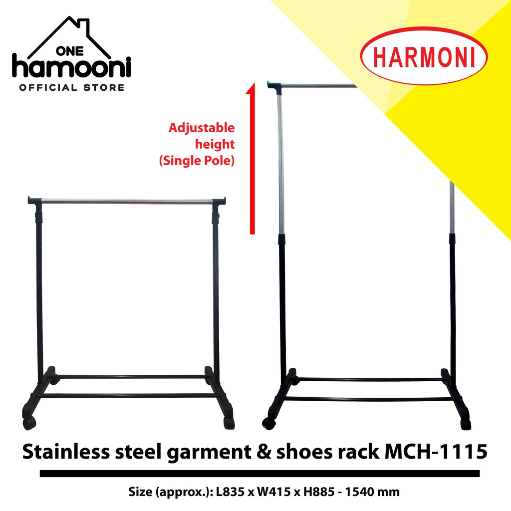 [7.7 PROMO] HARMONI Single Pole Adjustable Stainless Steel Garment ...