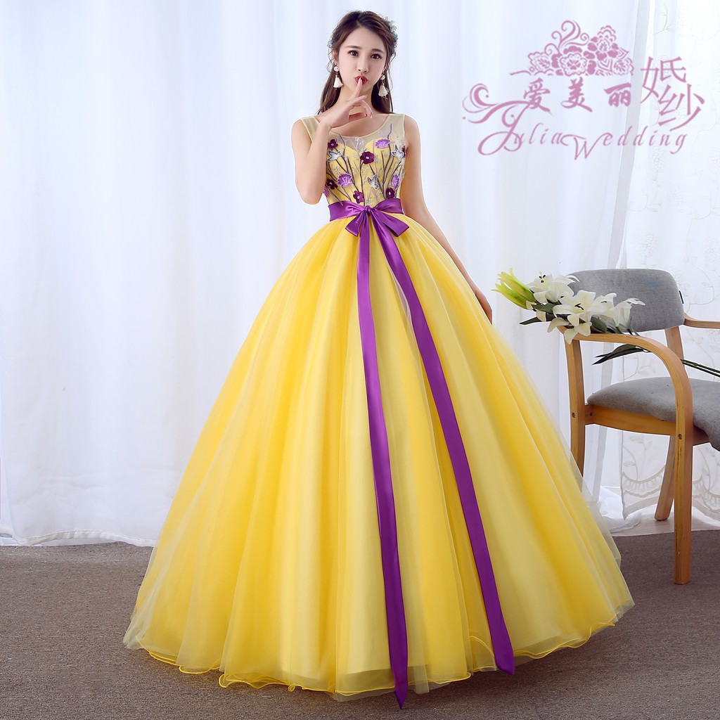 yellow purple dress