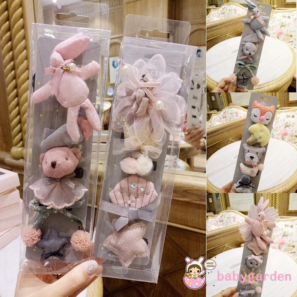 Ggb 5pcs Set Kids Infant Hair Ties Baby Girl Hair Clip Bow Flower