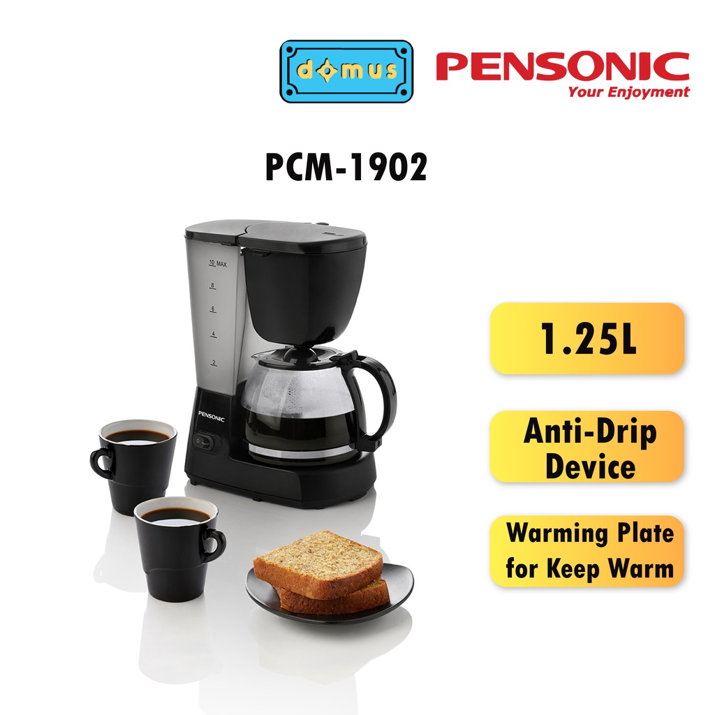 Pensonic Coffee Maker with Removable Filter Anti-Drip Device (1.2L) PCM-1902