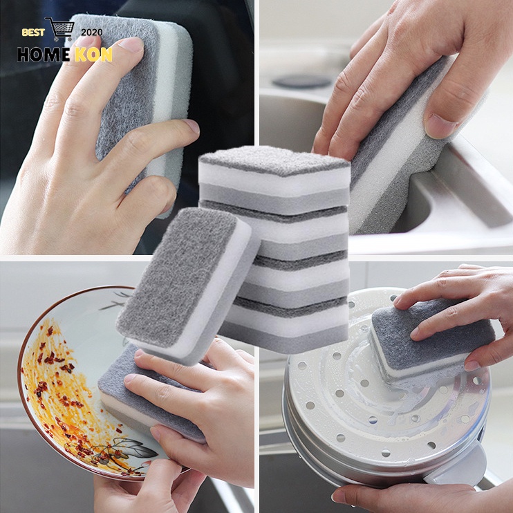 Sponge With Scrubber Dishwashing 3 Layers Of Extra Thick Double-Sided ...