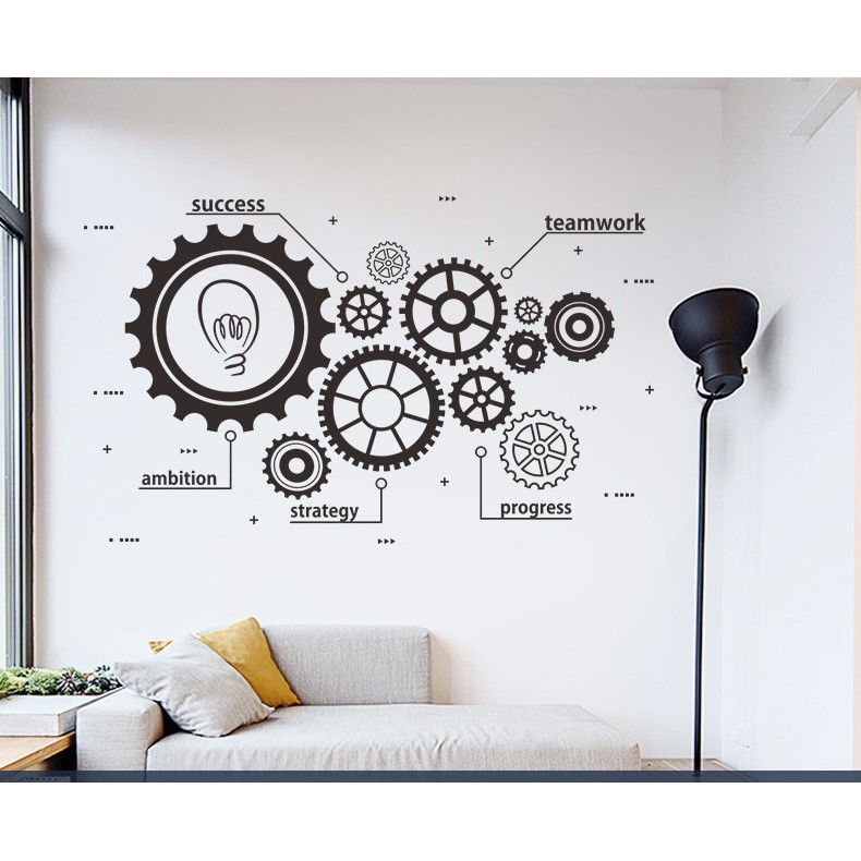 Office Wall Decal Idea Teamwork Business Success Gears Lettering Stickers Modern Office Wall Decal Idea Teamwork Business Success Gears Lettering Stickers Modern