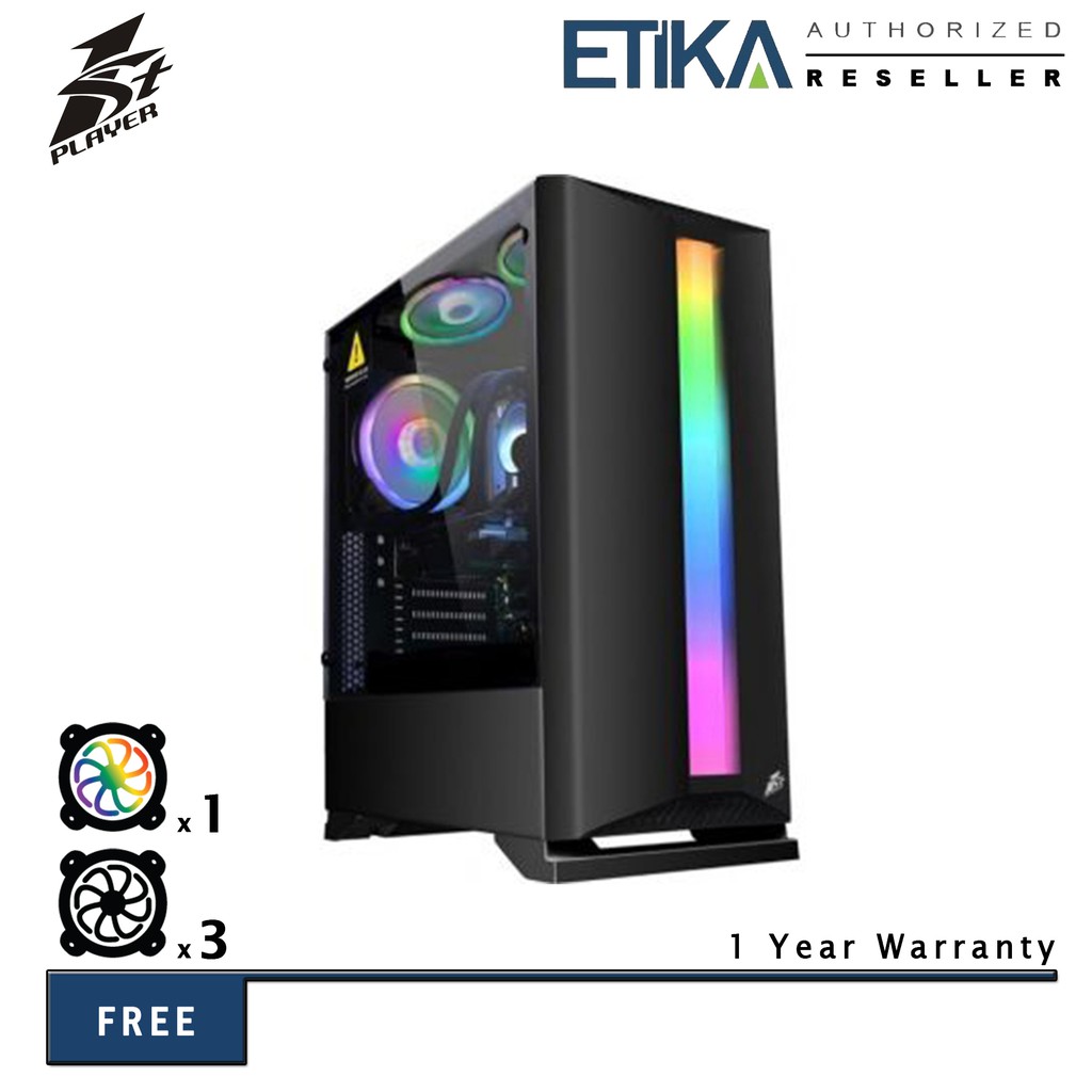 1st Player Rainbow R6 ATX Tempered Glass Gaming Casing (come with 3x ...