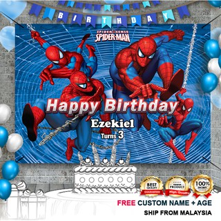 Birthday Banner / Birthday Backdrop / Hari Jadi - Spider-Man / Spiderman |  Shopee Malaysia