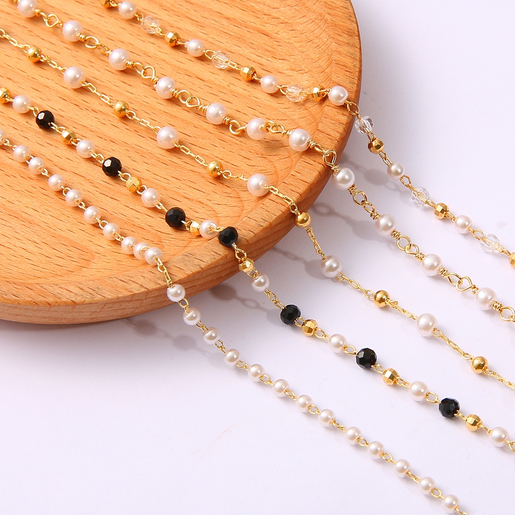 18K Gold 50CM Copper Plated Plated Ball Pearl Beads Chain Necklace Connectors For Charms Base Tray DIY Jewelry Findings