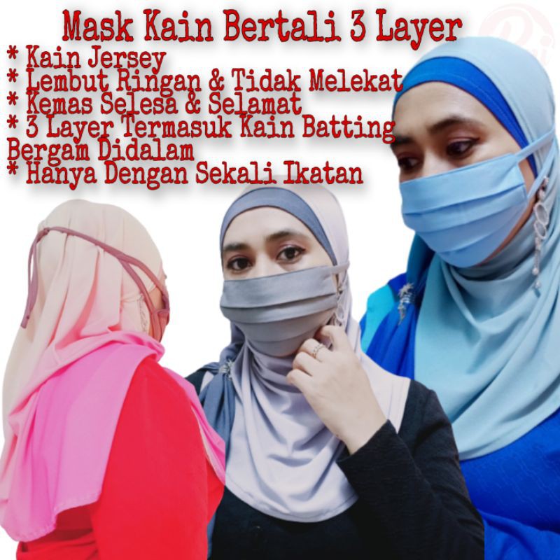  Face Mask Kain  Bertali Dewasa 3 RM20 Shopee Malaysia