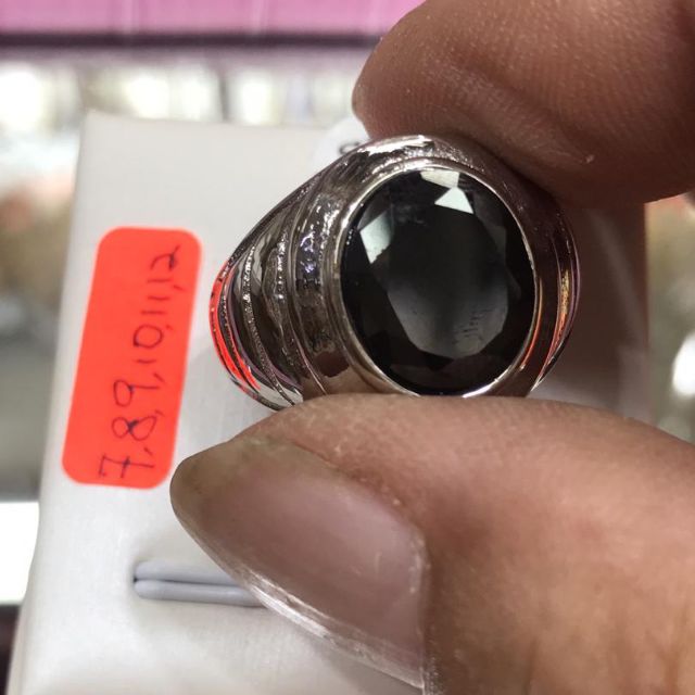 Cincin Lelaki Batu Hitam Emas Suasa 375 18k