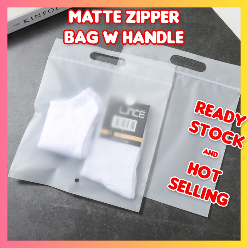 Frosted Zipper Bag with Handle READY STOCK Fashion Tshirt Storage Bag Product Display Beg Gift Bag