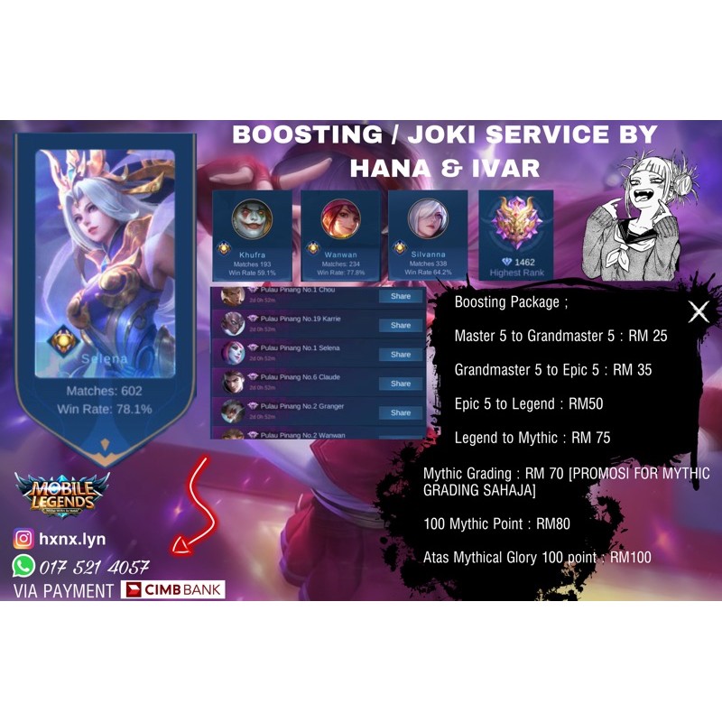 Mlbb Joki Mobile Legend Boosting Mobile Legend Shopee Malaysia