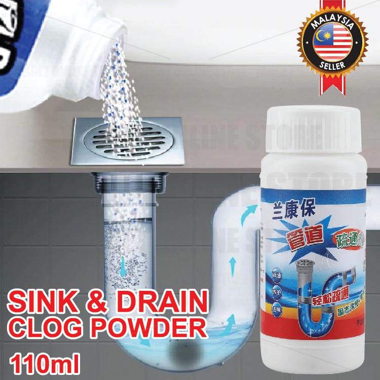 110ml Sink Drain Clog Remover Cleaning Powder Pipe Dredging Agents Serbuk Pencuci Sinki