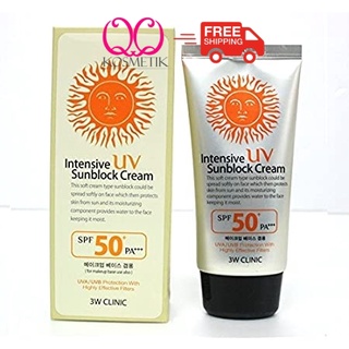 Nak ORI? 3W Clinic Intensive UV Sunblock Cream 70ml SPF 50+ Sunscreen Borong Wholesale Agen Stokis Original Ori Korea HQ