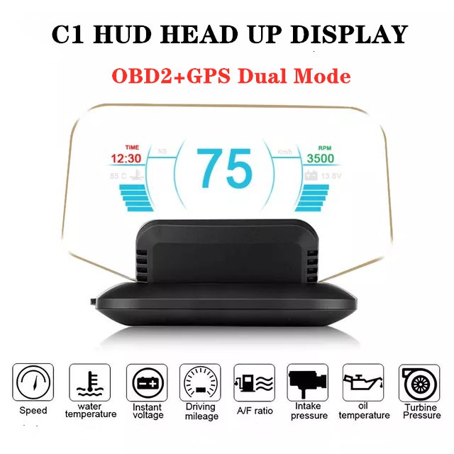 OBD2 GPS HUD Gauge Car Digital Head Up Display Speedometer Turbo RPM - View #11
