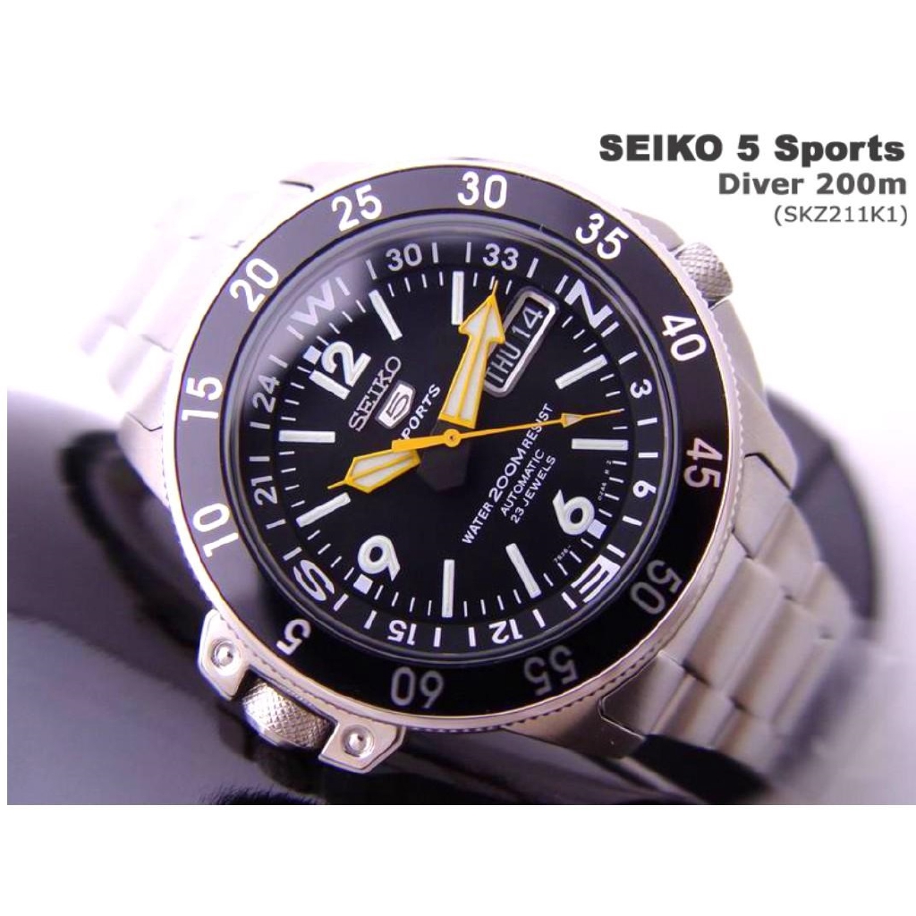 Seiko 5 Sports SKZ211K1 Land Shark Atlas Automatic Divers' 200M with Inner  Rotating Compass Stainless Steel Men's Watch | Shopee Malaysia