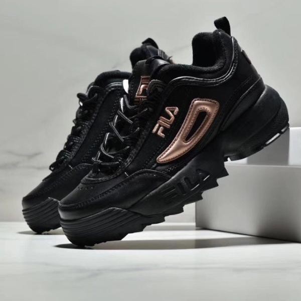 black and rose gold fila