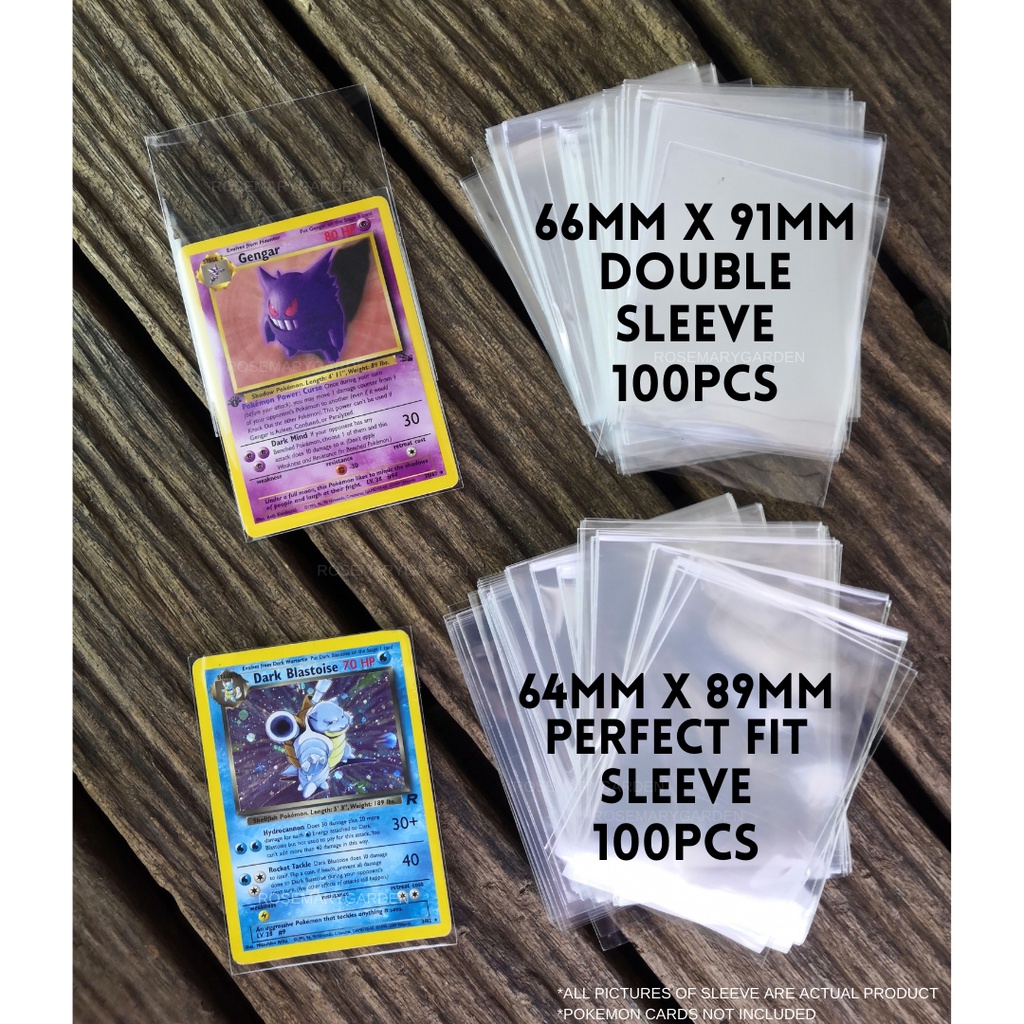 100pcs Pokemon Card Perfect Size Sleeve Double Card Sleeve Trading Card Kmc Mtg Digimon Protector Kpop Top Loader Fit Shopee Malaysia