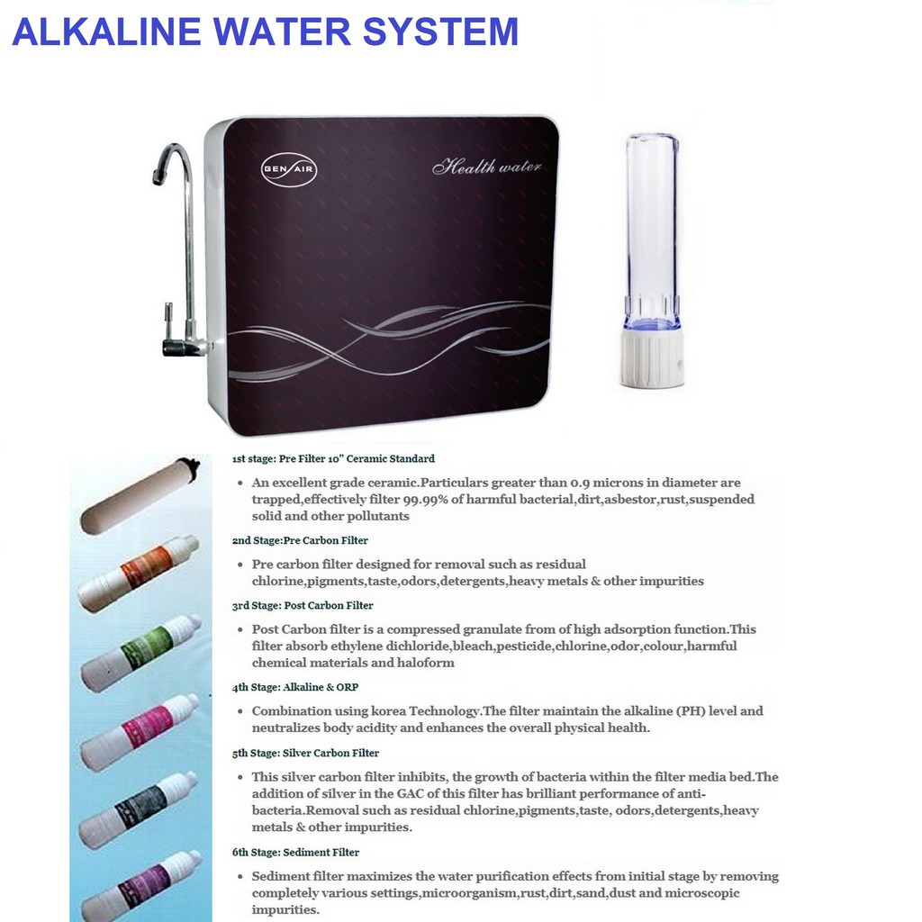 Gen Air Alkaline Water System With Faucet 6 Stages Filter 693