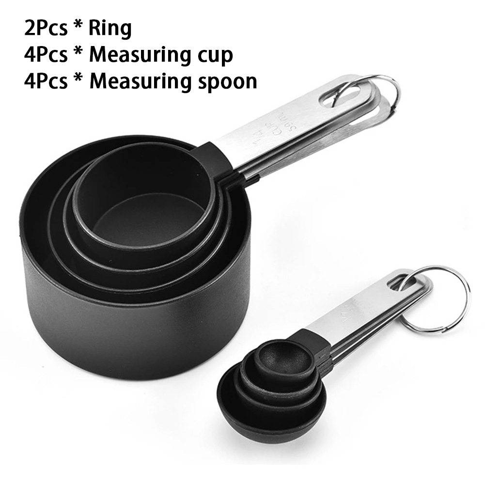 4/5/6/8/10pcs Measuring Cups And Spoon Scoop Silicone Handle Kitchen Tools Metal