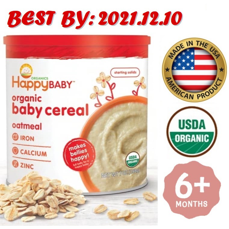 HAPPY BABY Happy Bellies Cereal Oatmeal 198g [BB 10.12.2021
