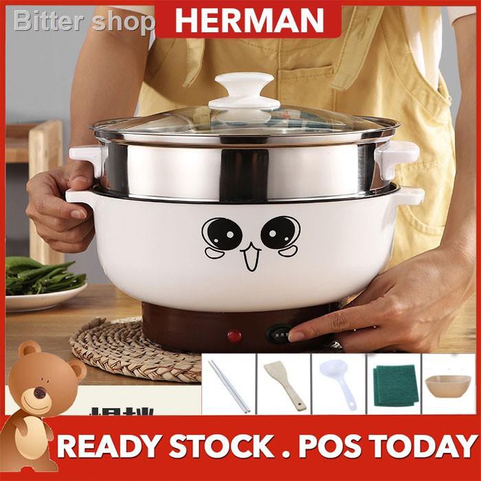 ┇∏READY STOCK HERMAN 22CM Electric Multicooker Non Stick Rice Cooker Food Mini Hot Pot periuk nasi elektrik