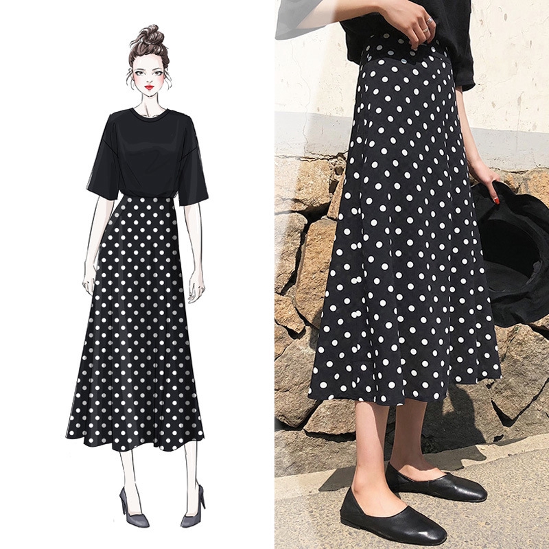 polka dot long skirts