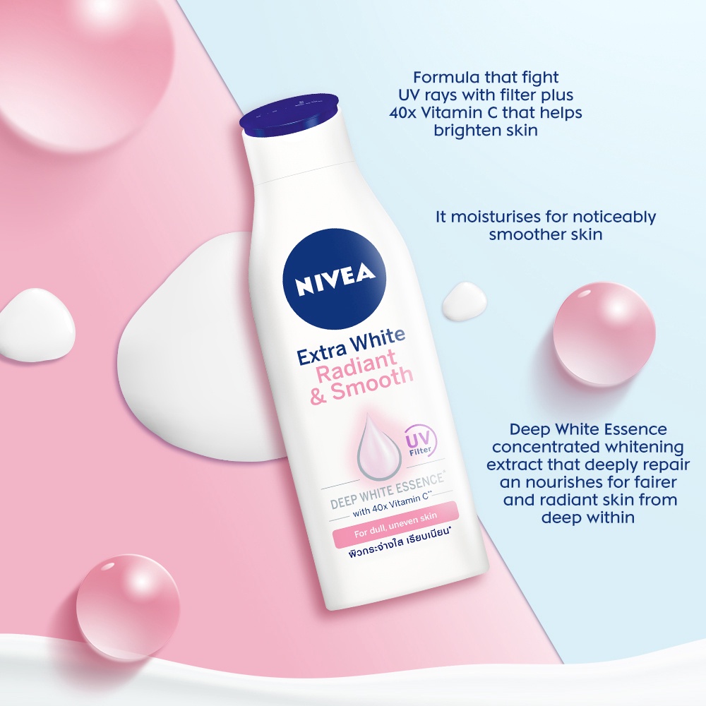 Nivea Body Lotion Extra White Radiant and Smooth UV Filter Deep white —  Shopping-D Service Platform