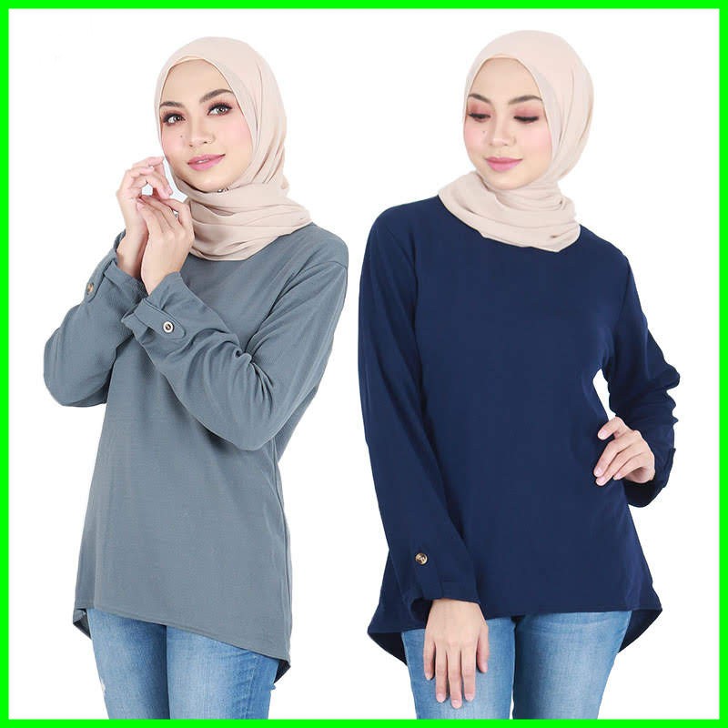Blouse Muslimah Simple Plain Size 36-46 [B20744] | Shopee Malaysia