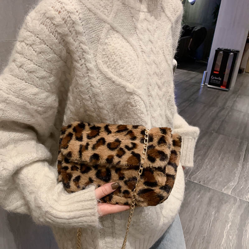 fluffy leopard bag