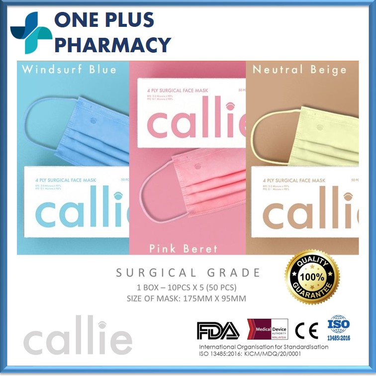 Callie 4 Ply Surgical Face Mask 50 S Shopee Malaysia