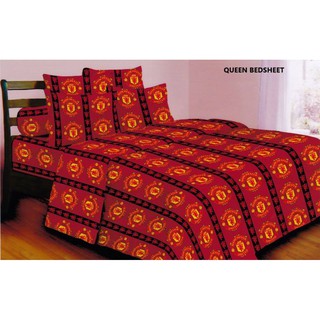 Set Queen Bedsheet Football Club Manchester United Shopee Malaysia