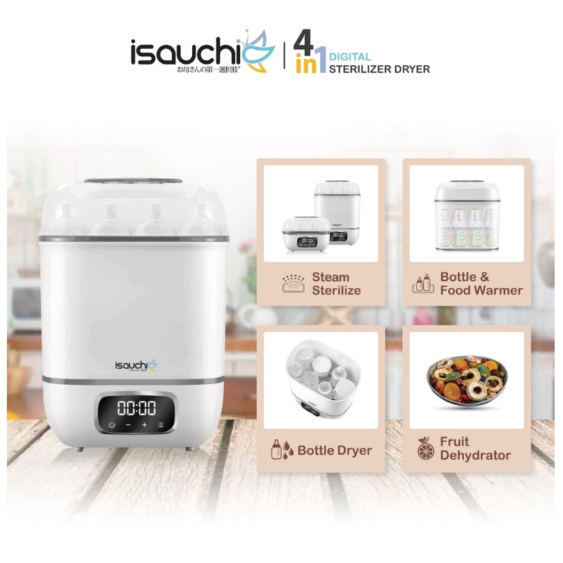 Isa Uchi Isauchi 4in1 Digital Steam Sterilizer Steriliser & Dryer Bottle Warmer Food Dehydrator Warmers