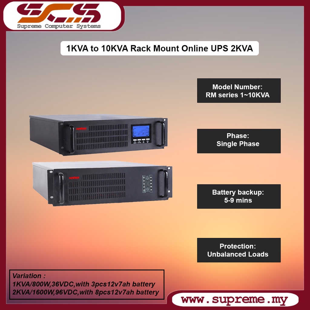 Single Phase Rack Mount Online UPS With Optional (1KVA or 2KVA) Shopee Malaysia