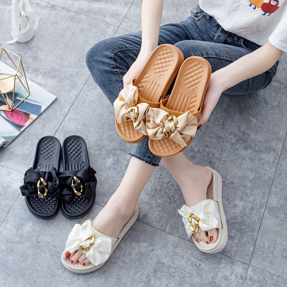 READY STOCK Selipar Women Casual Slippers Black and White Summer Soft ...