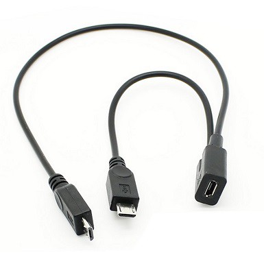 USB Micro Female Split to 2 Micro USB Male Dual Splitter Cable