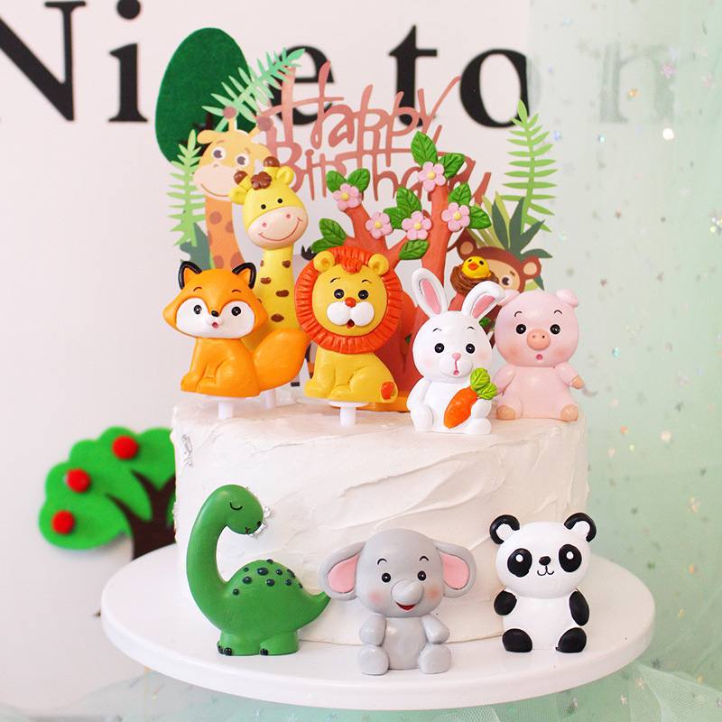 Malaysia Stock Jungle Safari Animal Cake Toppers, Zoo Animal Cake Topper Jungle Animals Cake Deco for Birthday Part