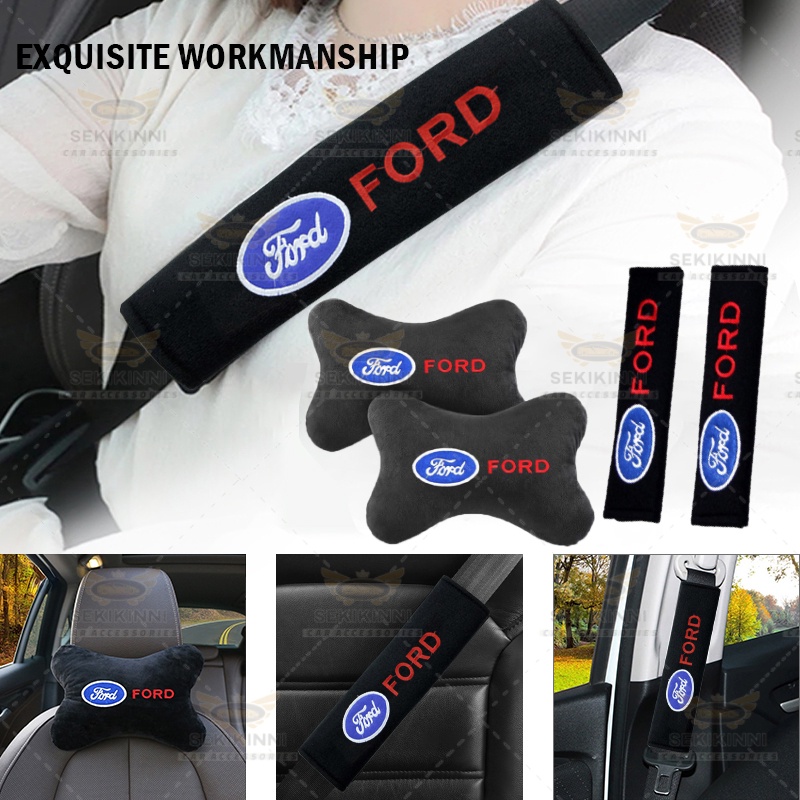 Ford Car Seat Pillow Seat Belt Cover Cotton Neck Headrest Pillow Car