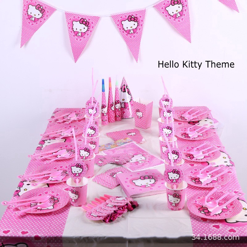 Hello Kitty Theme Kids Birthday Party Decoration Set Favor