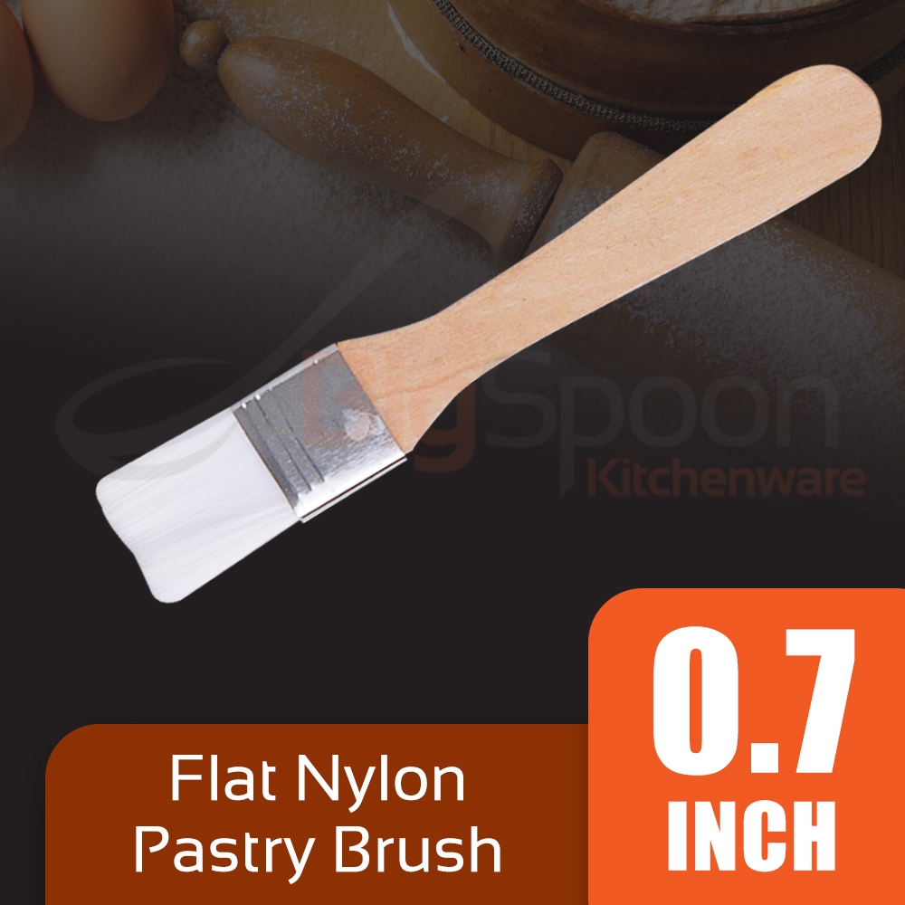 Bigspoon 0.7 Inch Flat Nylon Bristle Pastry Cooking Brush with Wooden Handle for basting, baking and cooking