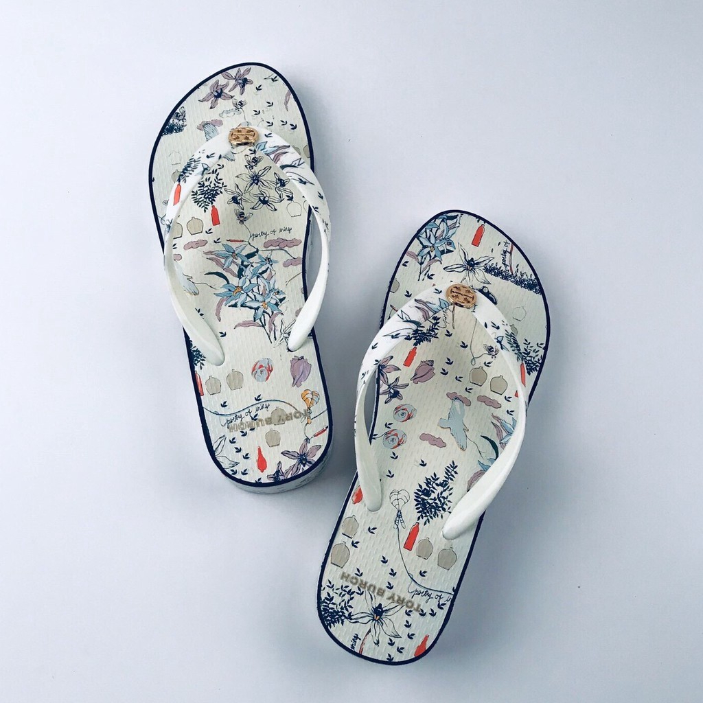 tory burch flower flip flops