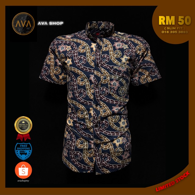  KEMEJA  BATIK  SLIM FIT Ready Stock Shopee Malaysia