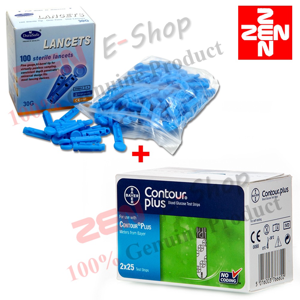 Contour Plus Test Strips 2 X 25s+Blood Lancets 100'S Shopee Malaysia