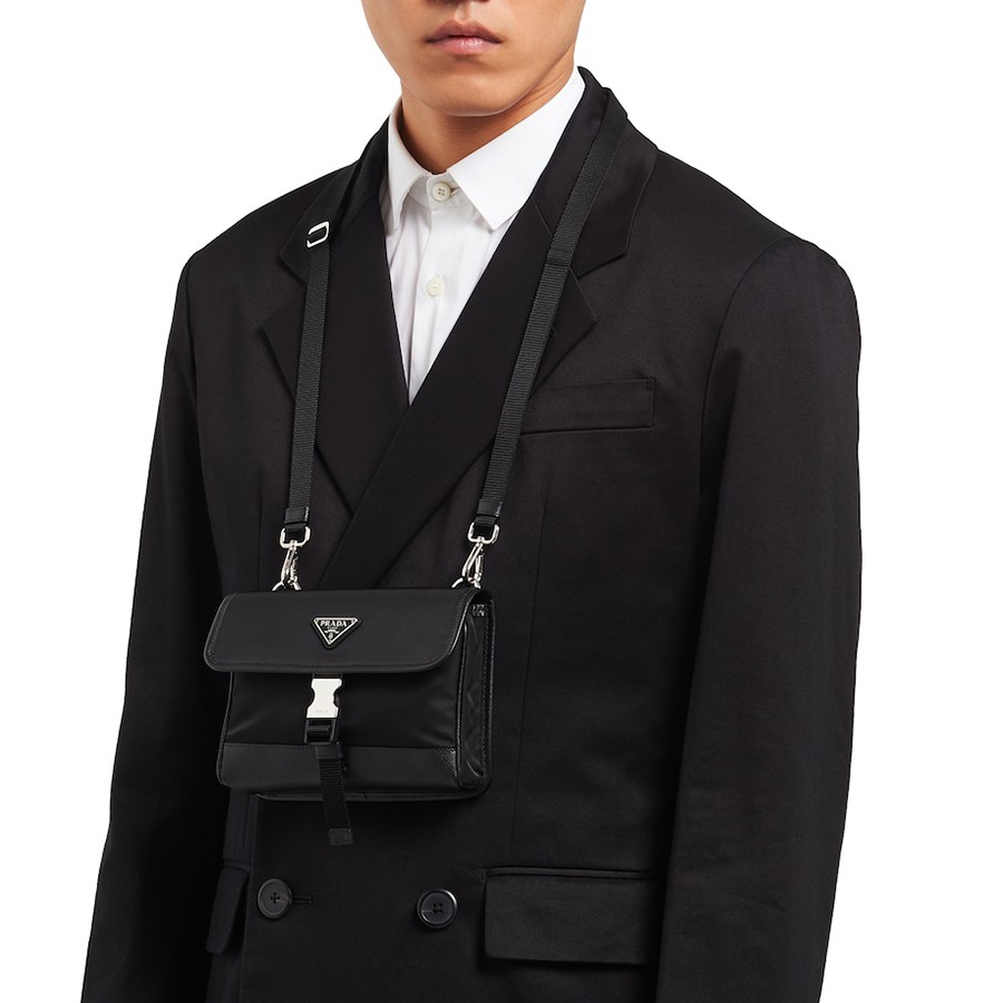 nylon and saffiano leather cellphone case