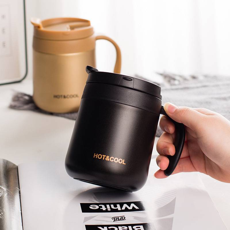 304 Stainless Steel Coffee Thermos Cup Office Tea Mug with Handle Cover ...